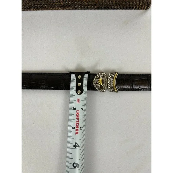 Brighton Reversible Belt Women's Brown/Black Croc Leather Gold Metal Buckle 30 - Picture 7 of 7